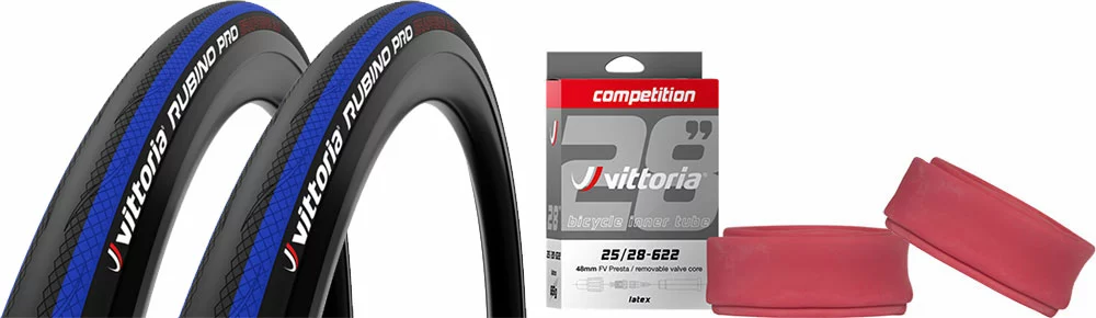 Vittoria Rubino Pro IV 25-622 G2.0 Set De 2 Pneus + Competition Latex 25/28 3 Vittoria Rubino Pro IV 25-622 G2.0 Set De 2 Pneus + Competition Latex 25/28